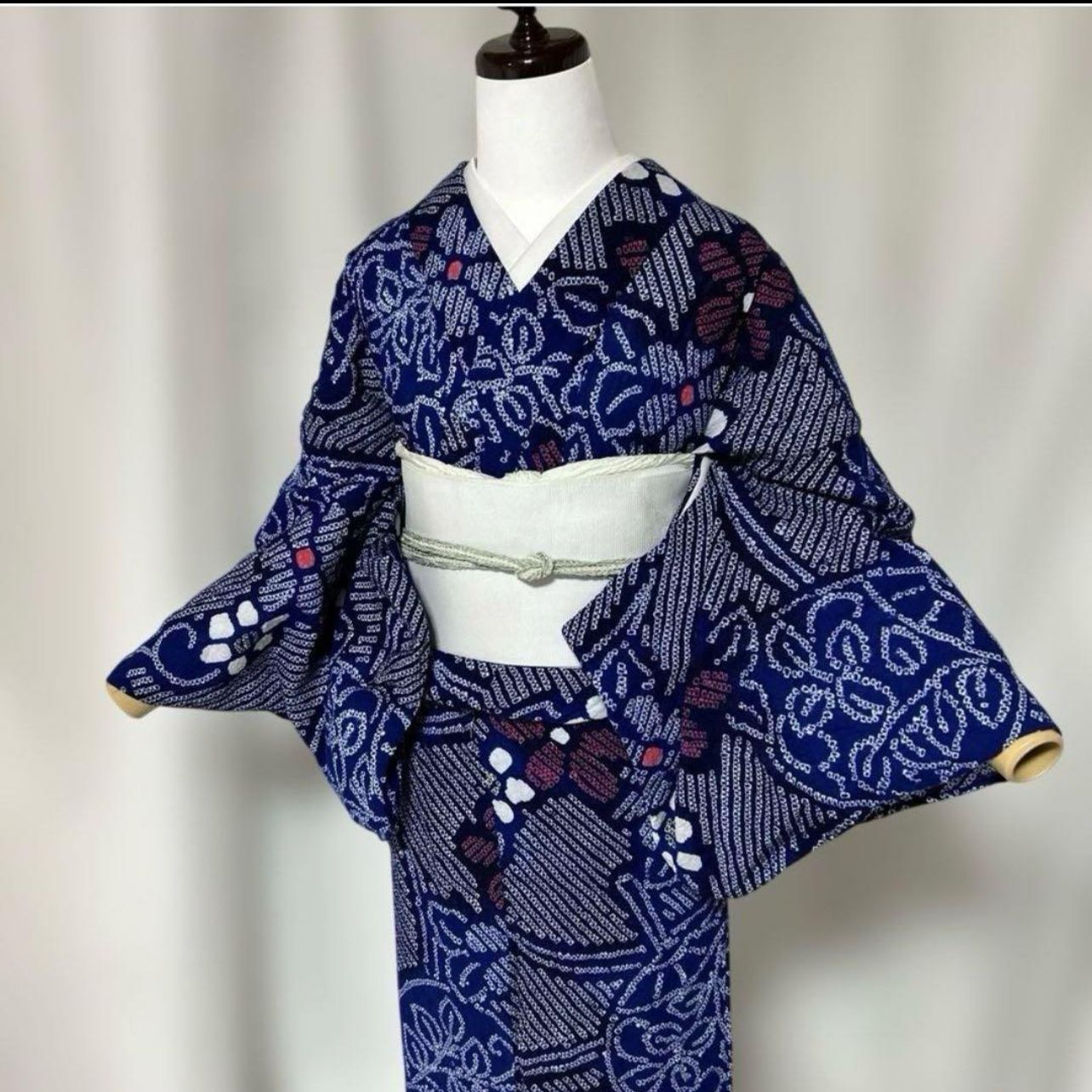 希少 有松絞り 単衣 夏着物 フルセット 極美品 高級浴衣 夏帯 瑠璃色