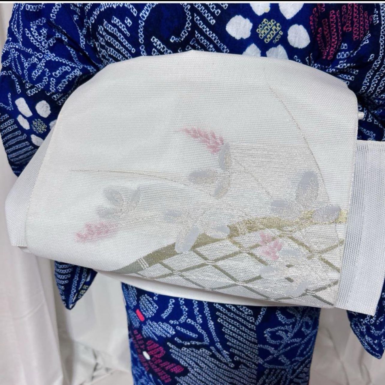 希少 有松絞り 単衣 夏着物 フルセット 極美品 高級浴衣 夏帯 瑠璃色
