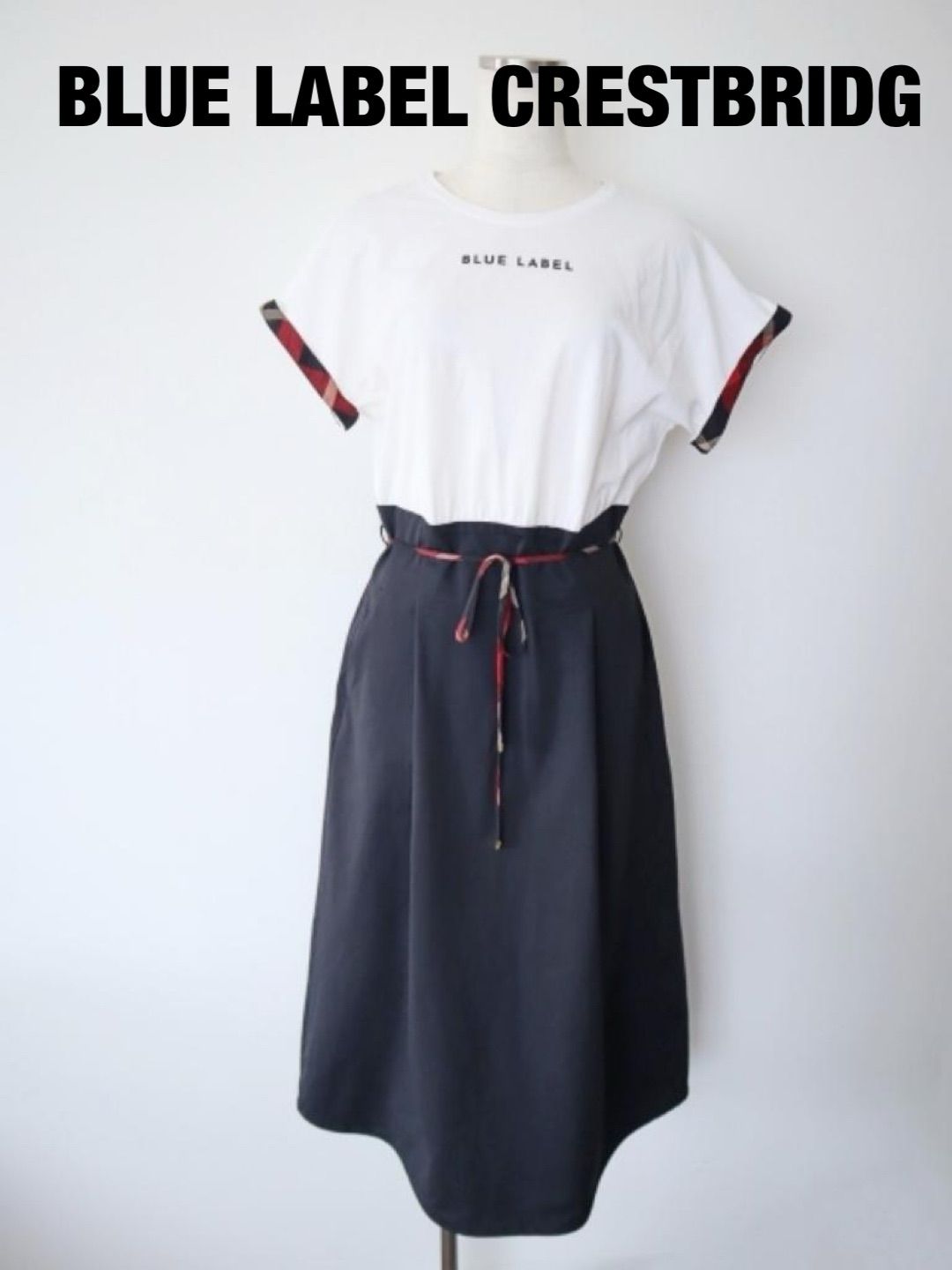 【2024-25年製】BLUE LABEL CRESTBRIDG　ブルーレーベルクレストブリッジ　ライトストレッチジャージーコンビドレス　2024-2025年製　定価33000円　Lサイズ　４０　オフホワイト　ブラック　ダークレッド他　送料込み　6466643