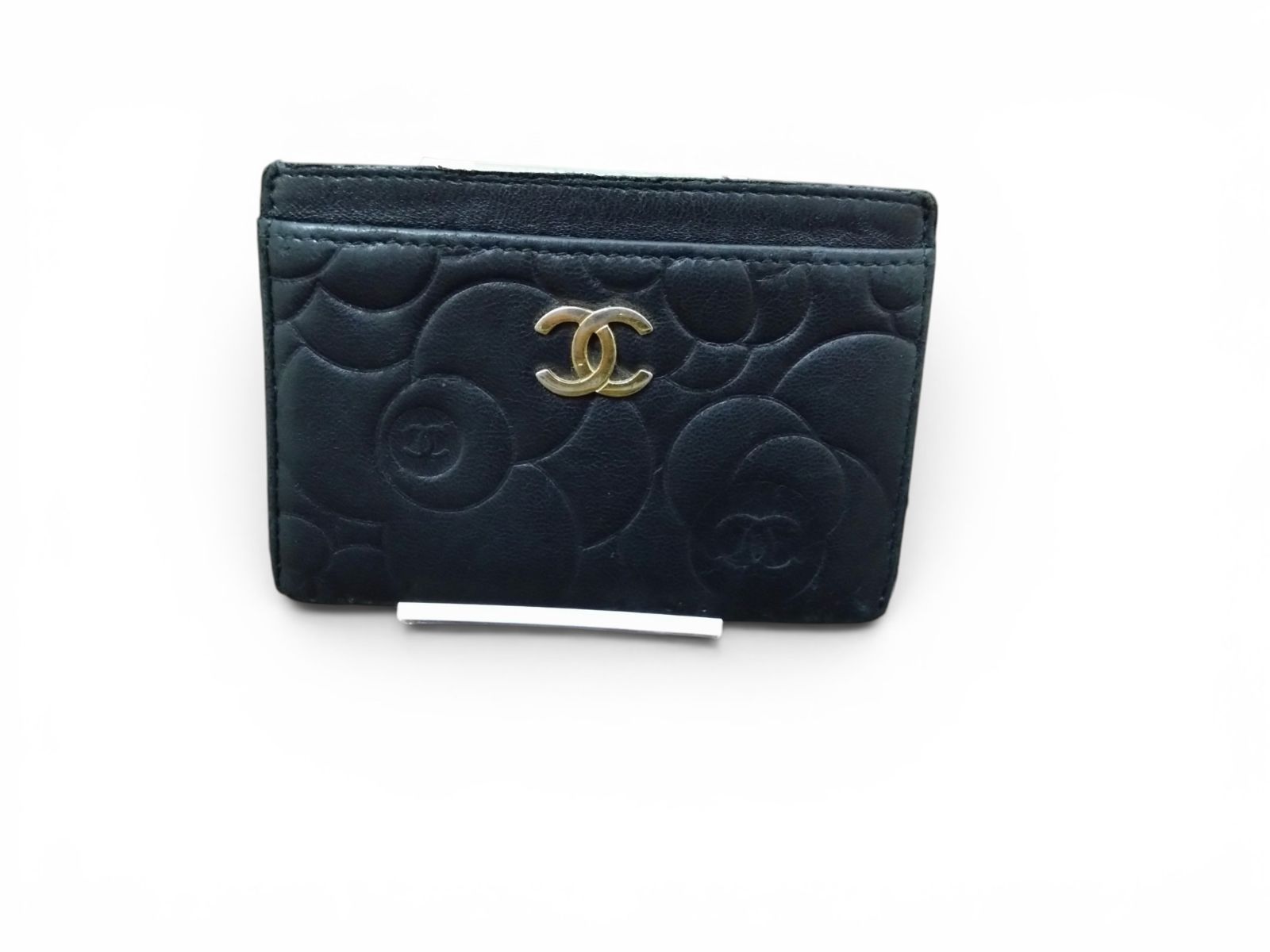 CHANEL シャネル カメリア ココマーク カードケース パスケース ブラック レザー ゴールド金具 レディース メンズ 正規品