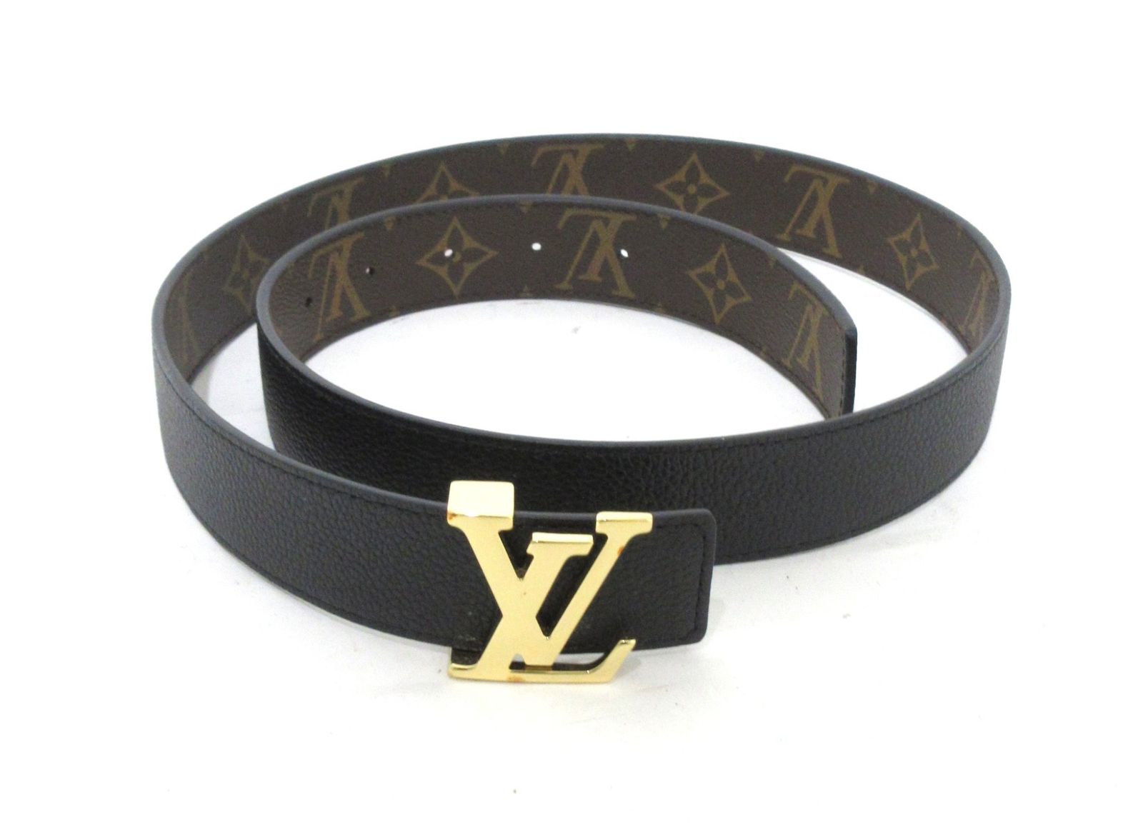 LOUIS VUITTON/ルイ ヴィトン　サンチュールLVイニシャルベルト M0565 モノグラム/ブラックレザー　ベルト　【中古】