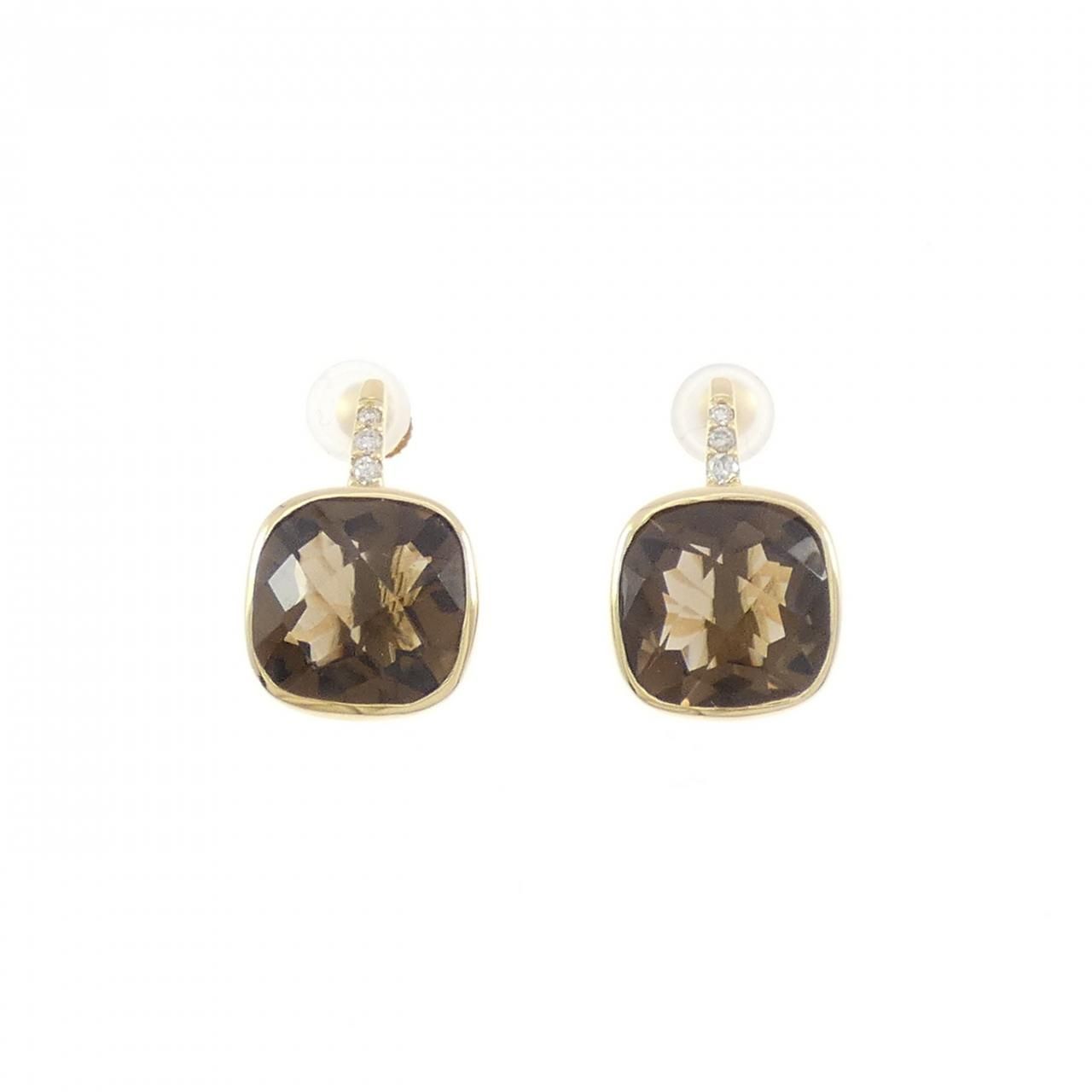 K18YG スモーキークオーツ イヤリング 6.00CT
