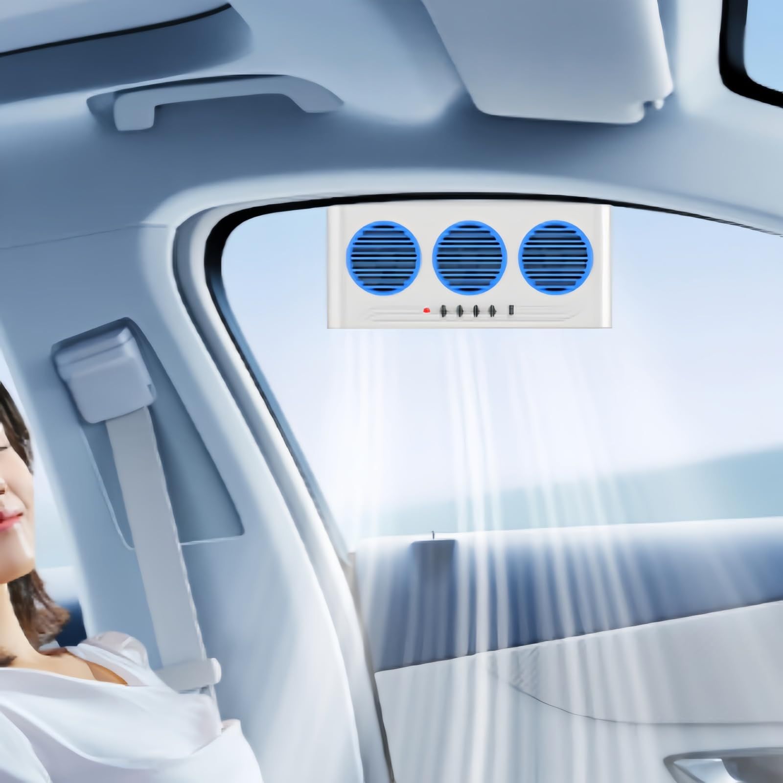 【2026年夏に新規上場】 AUSTYLCO ポータブルソーラー排気扇 車用排気ファン 車用扇風機 太陽光+蓄電双モード サーキュレーター窓用換気扇 爆?警示灯付き 低騒音 智能換気 易設置(ホワイト)e