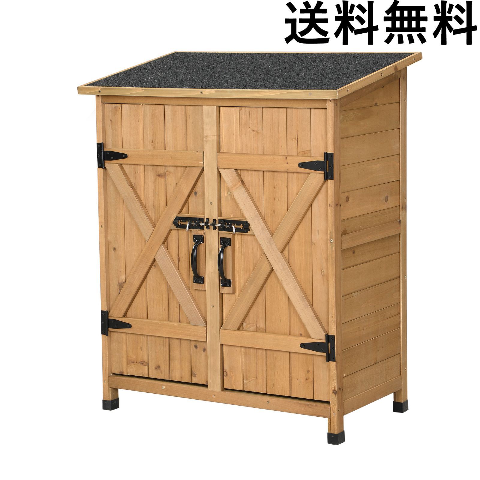 物置き 木製 収納庫 観音扉 ガーデニング用品 戸外収納庫 大型 屋外物置 棚 ドア ベランダ 物置き 屋外収納 ウッド 園芸用品 庭 倉庫 DIY 頑丈 新作【ナチュラル】 <JETO>