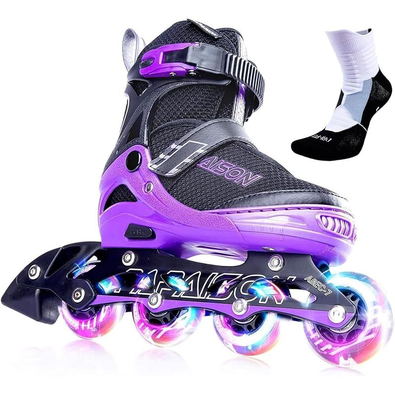 PAPAISON インラインスケート ローラースケート サイズ調整可能 発光 子供用 大人 Inline skate 女の子 男の子 初心者向 男女共用 0