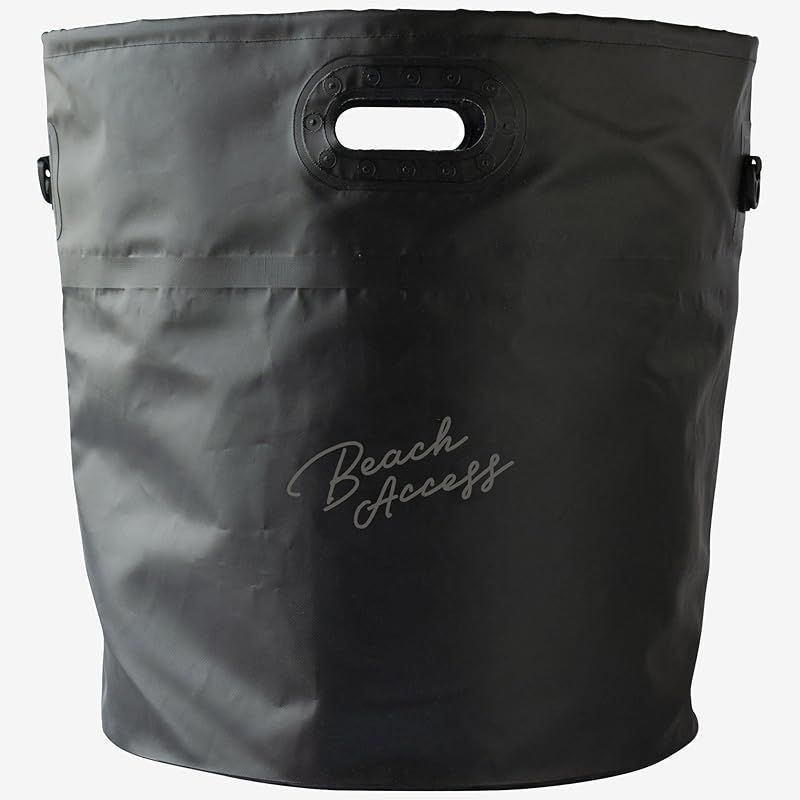 Beach Access サーファーズ 大容量 ポータブル ウェットバッグ 50L 折り畳み ウェットバケツ (サーフィン 釣り ダイビング キャンプなど多目的に利用できるアウトドアバケツ) ブラック