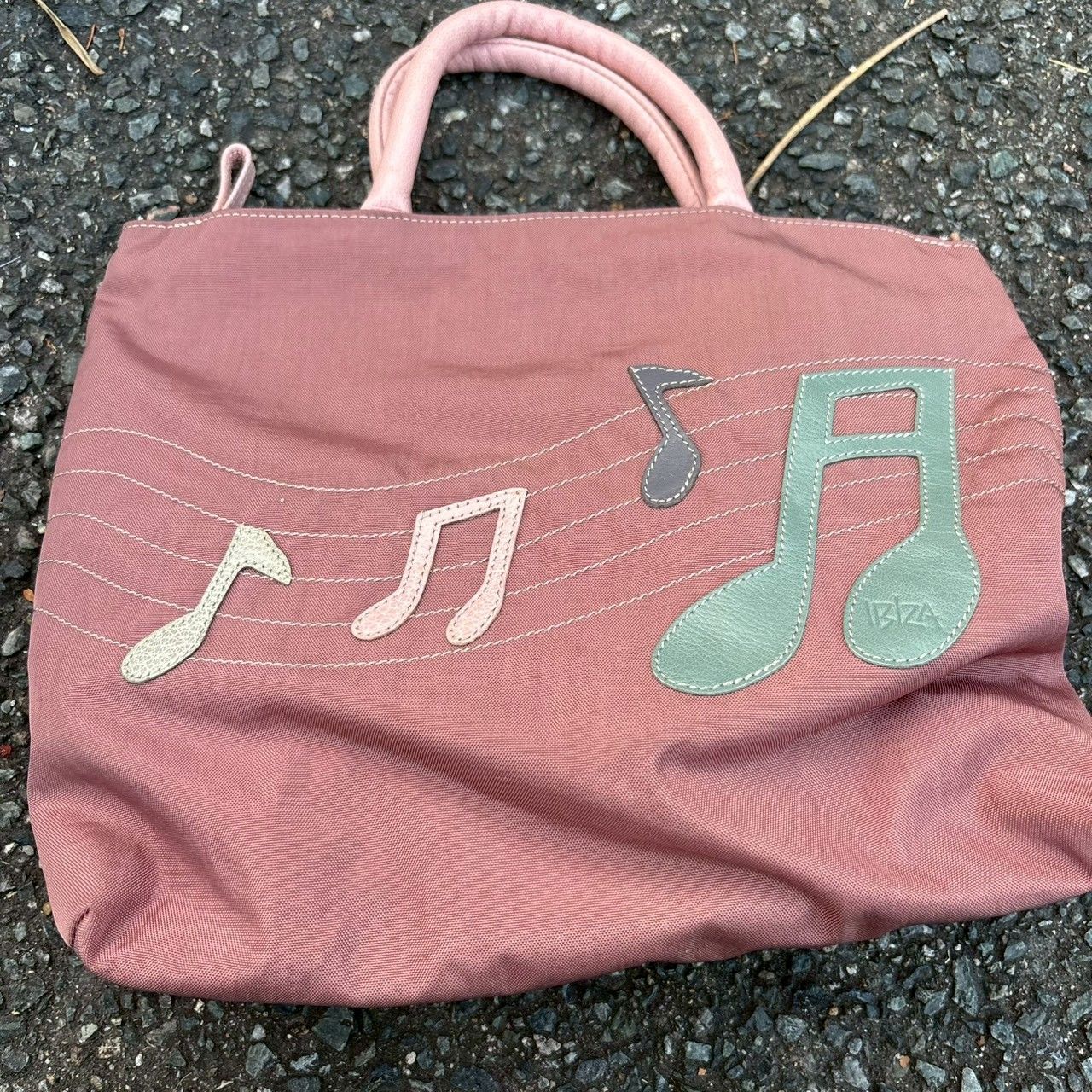 送料込み】IBIZA イビザ トートバッグ 音符 レザー ナイロン ピンク 