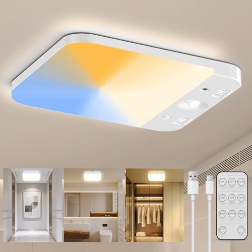 【2本入り】Yuzuku 人感センサー付 LED センサーライト室内 LEDライト 充電式 人感センサーライト 小型シーリングライト Type-C充電 メモリ機能 リモコン付き 足元灯 省エネ フットライト 自動点灯/消灯 玄関/廊下/台所/駐車場/ 国内発送