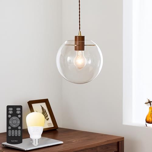 VENTOTA ペンダントライト 1灯 イニング照明 照明器具 天井照明 電気 LED E26 北欧 おしゃれ かわいい 寝室 階段 廊下 玄関 子供部屋 食卓用 リビング用 調光調色 リモコン式電球購入可能 roxd (ブラウン, 60w相当リモコ 国内発送
