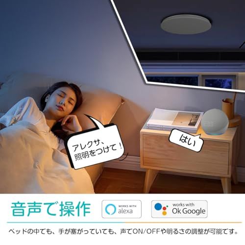 POOPEE スマートLEDシーリングライト Alexa対応 8~10畳 リモコン付き