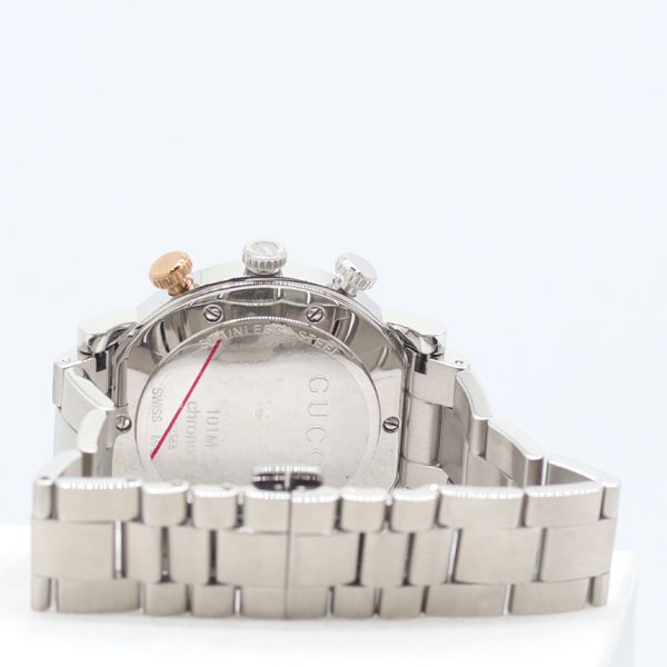 美品 稼働 グッチ Gクロノ 101MCHRONO/YA101360 QZ シルバー文字盤
