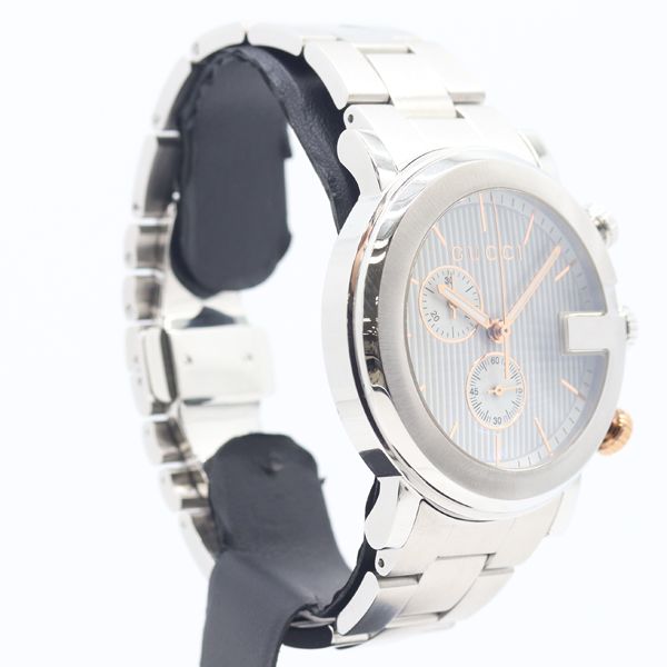 美品 稼働 グッチ Gクロノ 101MCHRONO/YA101360 QZ シルバー文字盤
