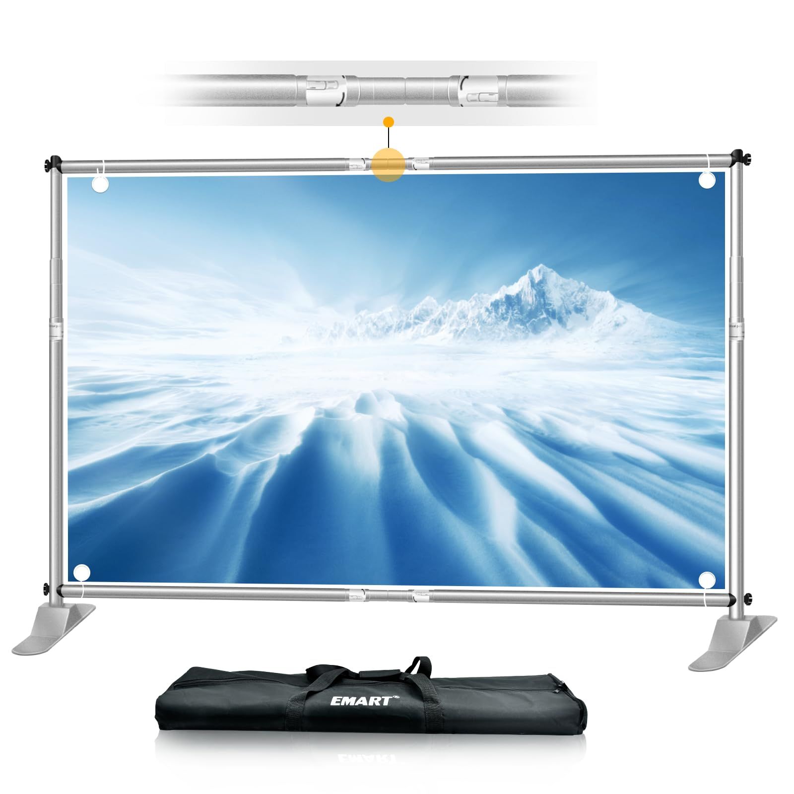 新品 EMART 背景スタンド 背景バナースタンド シルバー 300X300cm 撮影スタンド 伸縮式 幅、高さ調節可能 合金製 高耐久 背景布/グリーンバック簡単組立 展示会、トレードショー、 パーティー装飾などに適用 写真撮影、生放送、 グリーンバック、背