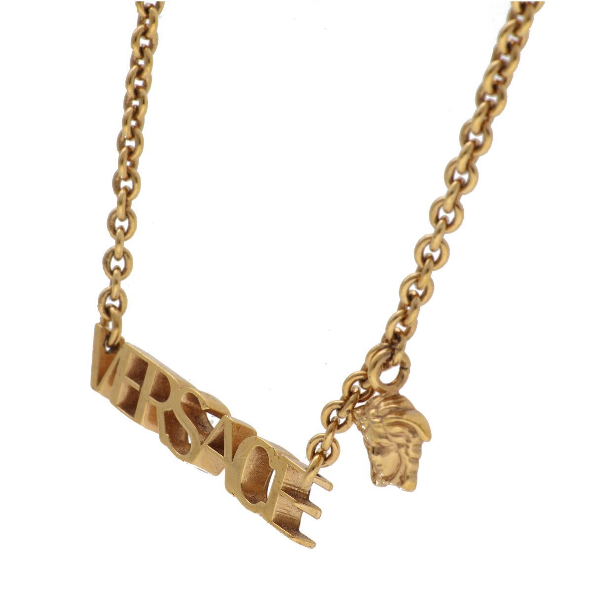中古】 VERSACE ヴェルサーチ ロゴ ネックレス ゴールド メデューサ 