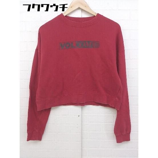 ◇ VOLCOM ボルコム ロゴ プリント 長袖 トレーナー サイズM レッド ブラック レディース 【中古】 【1105060001314】