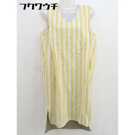 ◇ garde Robe ギャルドローブ nano universe ノースリーブ 膝丈 ワンピース サイズ38 ベージュ系 イエロー系 レディース 【1108200001601】