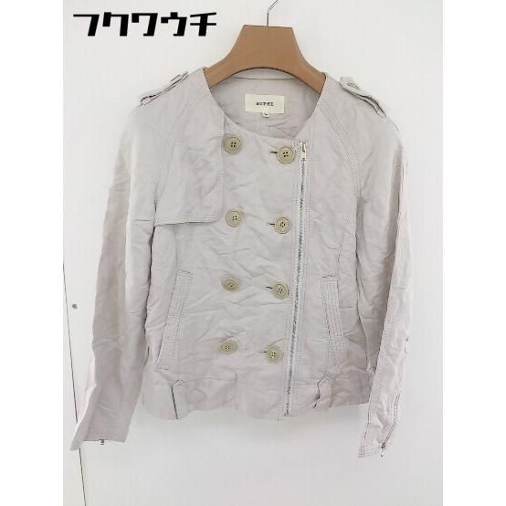◇ MACPHEE TOMORROWLAND トゥモローランド リネン混 長袖 ノーカラー ジャケット ブルゾン サイズ38 ベージュ レディース 【1109060012219】