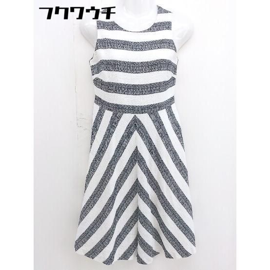 ◇ Demi-Luxe BEAMS デミルクス ビームス 総柄 ノースリーブ 膝丈 ワンピース サイズ36 ホワイト ブラック系 レディース 【中古】 【1109300007869】