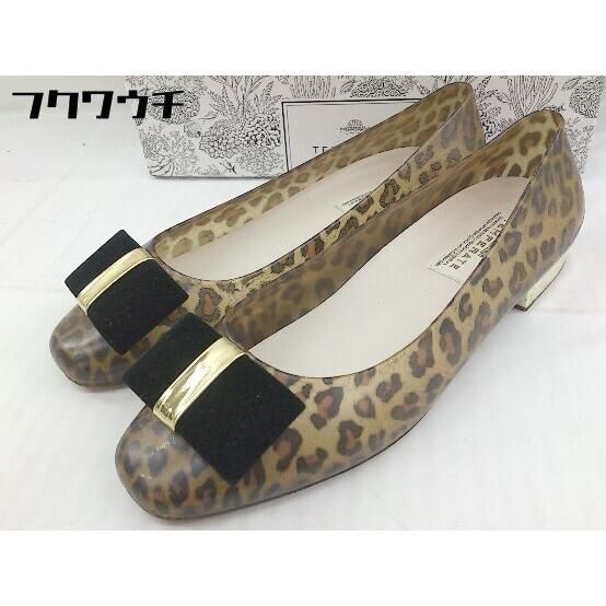 ◇ ◎ TEMPERATE テンパレイト 豹柄 レオパード フラット パンプス シューズ サイズ39 ブラウン系 レディース 【中古】 【1110220014639】