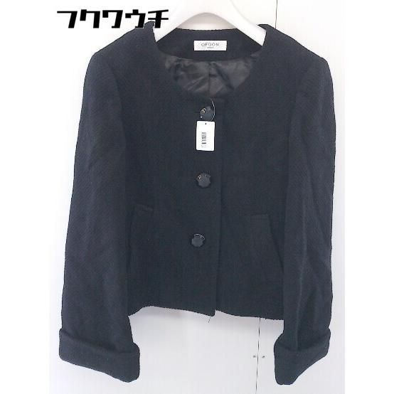 ◇ OFUON オフオン 長袖 ノーカラー ジャケット サイズ38 ブラック レディース 【中古】 【1112010035787】