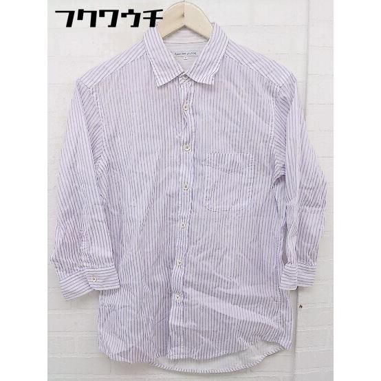 ◇ ◎ green label relaxing UNITED ARROWS ストライプ 七分袖 シャツ サイズS ホワイト パープル メンズ 【中古】 【1112290001366】