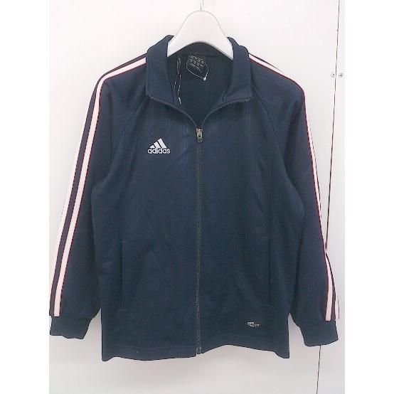◇ adidas アディダス キッズ 長袖 ジップアップ ジャケット ジャージ サイズ140 ネイビー メンズ 【中古】 【1204150000111】