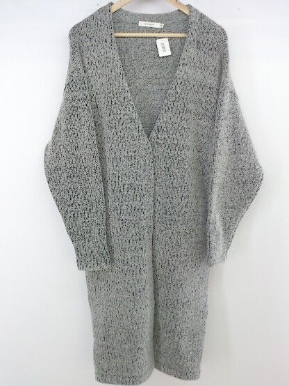■ MOUSSY マウジー Vネック 長袖 ニット カーディガン サイズF グレー系 ブラック レディース P 【中古】 【1209260006602】