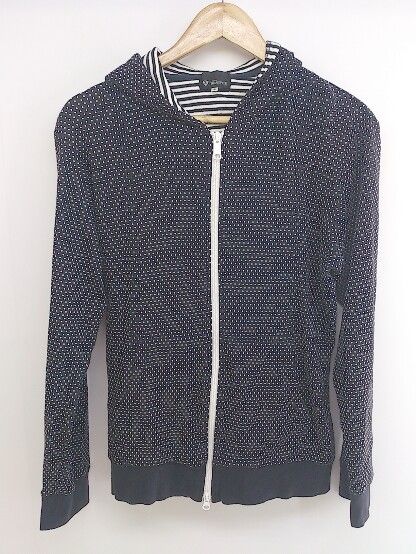 ◇ THE SHOP TK ザ ショップ ティーケー 水玉 ドット 長袖 ジップアップ パーカー サイズ3 ネイビー ホワイト レディース P 【中古】 【1210280030270】