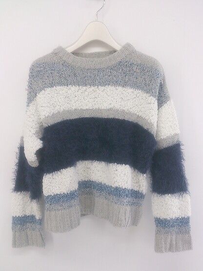 ◇ w closet ダブルクローゼット 長袖 ニット セーター サイズF グレー系 ネイビー マルチ レディース P 【中古】 【1211170007945】