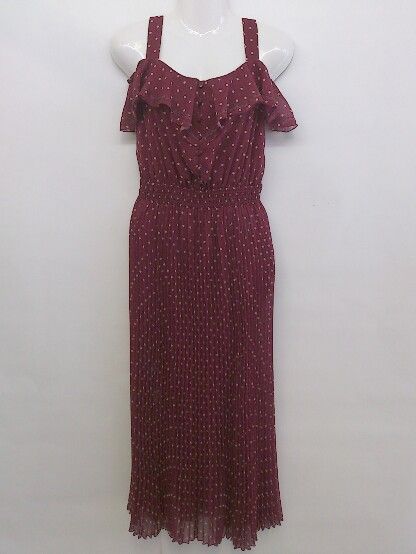 ◇ JILL STUART ドット 水玉 オープンショルダー 半袖 ロング ワンピース サイズS バーガディー系 ベージュ系 レディース P 【中古】 【1211170005231】