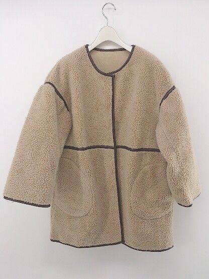 ◇ RETRO GIRL レトロガール リバーシブル ボア パイピング 長袖 コート サイズF ベージュ系 レディース P 【中古】 【1211240003556】