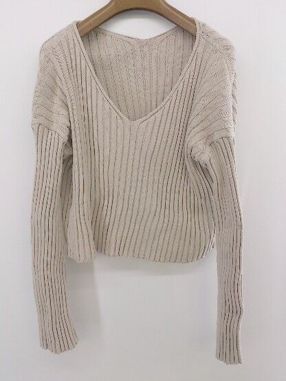 ◇ BEAUTY & YOUTH UNITED ARROWS Vネック コットンニット 長袖 カットソー ベージュ系 レディース P 【中古】 【1212190007304】