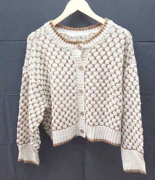 ◇ LOWRYS FARM ショート シンプル マルチ 長袖 ニット カーディガン サイズF ベージュ系 レディース E 【1212200018597】