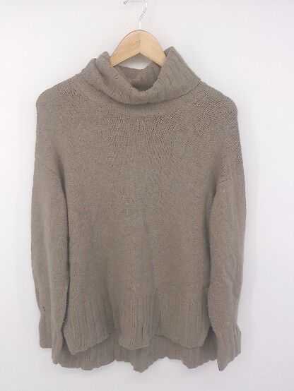 ◇ SALON adam et rope タートルネック サイドスリット 長袖 ニット セーター サイズF ライトブラウン マルチ レディース E 【1303140000701】