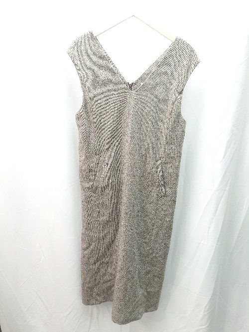 ◇ liflattie ships Vネック　ジップアップ　裏地 ノースリーブ ロング丈 ワンピース サイズS ブラウン系 レディース E 【1304050034114】