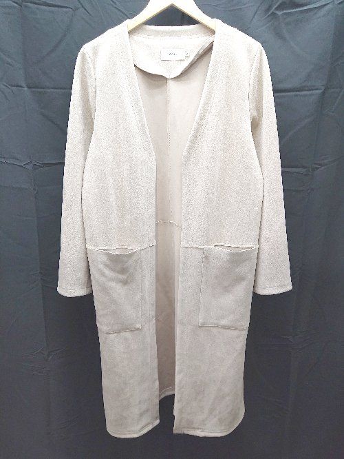 ◇ AZUL BY MOUSSY ストレッチ ムートン 無地 シンプル オープン 長袖 ジャケット コート Mサイズ ベージュ レディース E 【1303290011701】