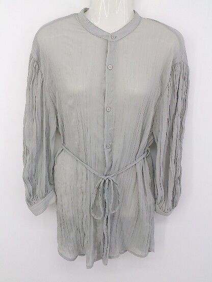 ◇ ◎ ROPE PICNIC ロペピクニック スタンドカラー シアー 長袖 シャツ ブラウス サイズ38 グレー系 レディース E 【1304180007002】