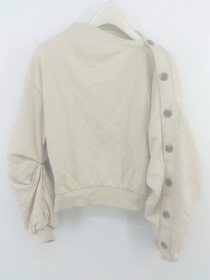 ◇ mysty woman ミスティウーマン サイドボタン 長袖 スウェット トレーナー サイズF ベージュ レディース E 【1304140003501】
