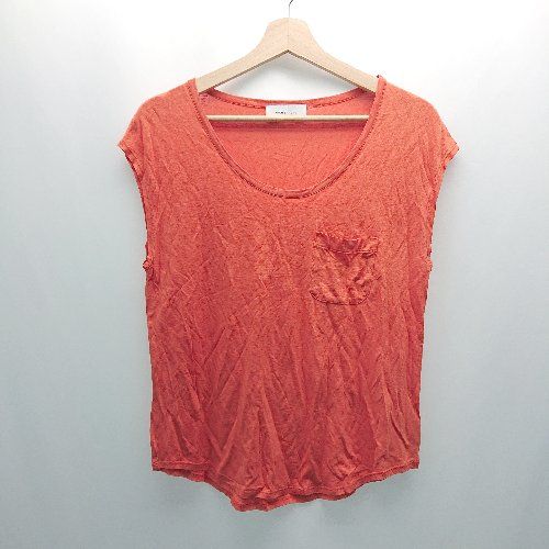 ◇ adam et rope クルーネック プルオーバー 胸ポケット ノースリーブ カットソー サイズ38 オレンジ レディース E 【1308160001301】