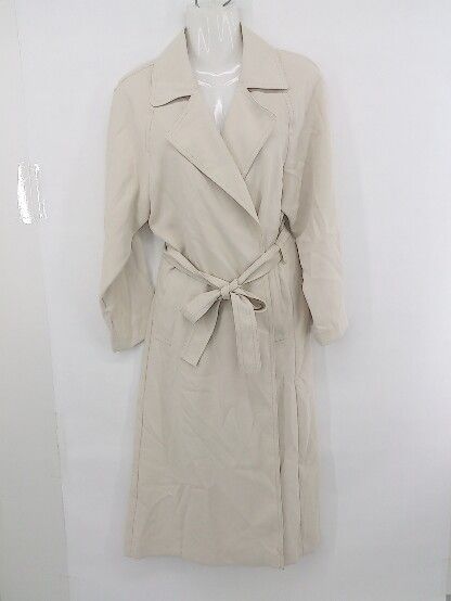 ◇ ◎ NATURAL BEAUTY BASIC オフィスカジュアル OL 無地 長袖 ラップ コート サイズM ライトベージュ系 レディース P 【1308040017514】