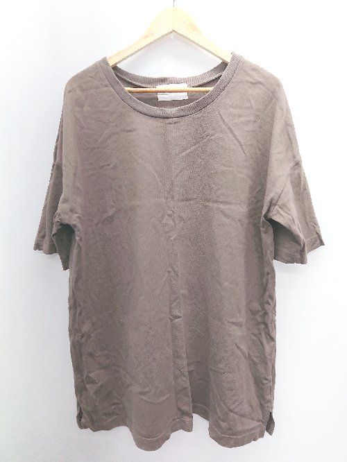 ◇ antiqua tree cafｅ アンティカ シンプル 無地 半袖 Tシャツ カットソー サイズXLX ブラウン レディース P 【1406110027101】