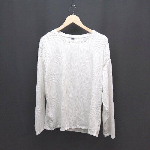 ◇ dazy クルーネック プルオーバー タック なみなみデザイン 長袖 カットソー サイズM ホワイト レディース E 【1309250023401】