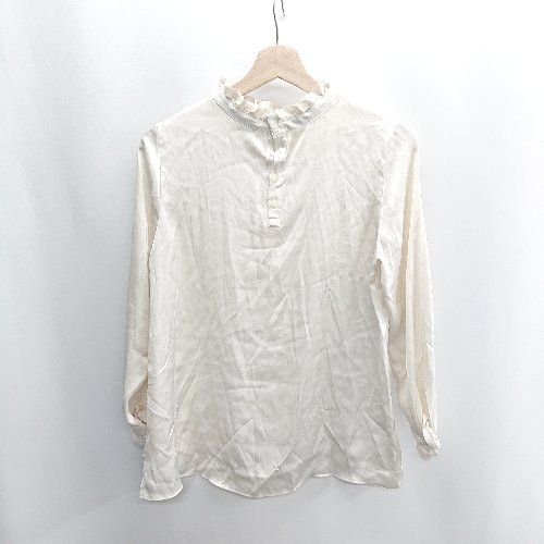 ◇ ⊂ luxury　ラグジュアリー 首周りフリル 長袖 ブラウス サイズM ベージュ系 レディース E 【1410100004348】