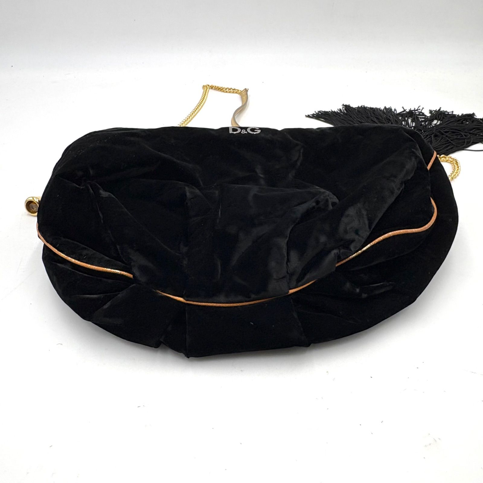 Dolce & Gabbana パーティーバッグ 黒 ベルベット 美品◎Dolce &Gabbana ドルチェ&ガッバーナ D&G ベルベット ビジュー