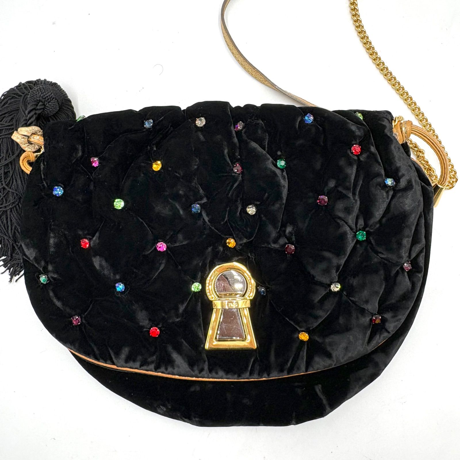 美品◎Dolce &Gabbana ドルチェ&ガッバーナ D&G ベルベット ビジュー
