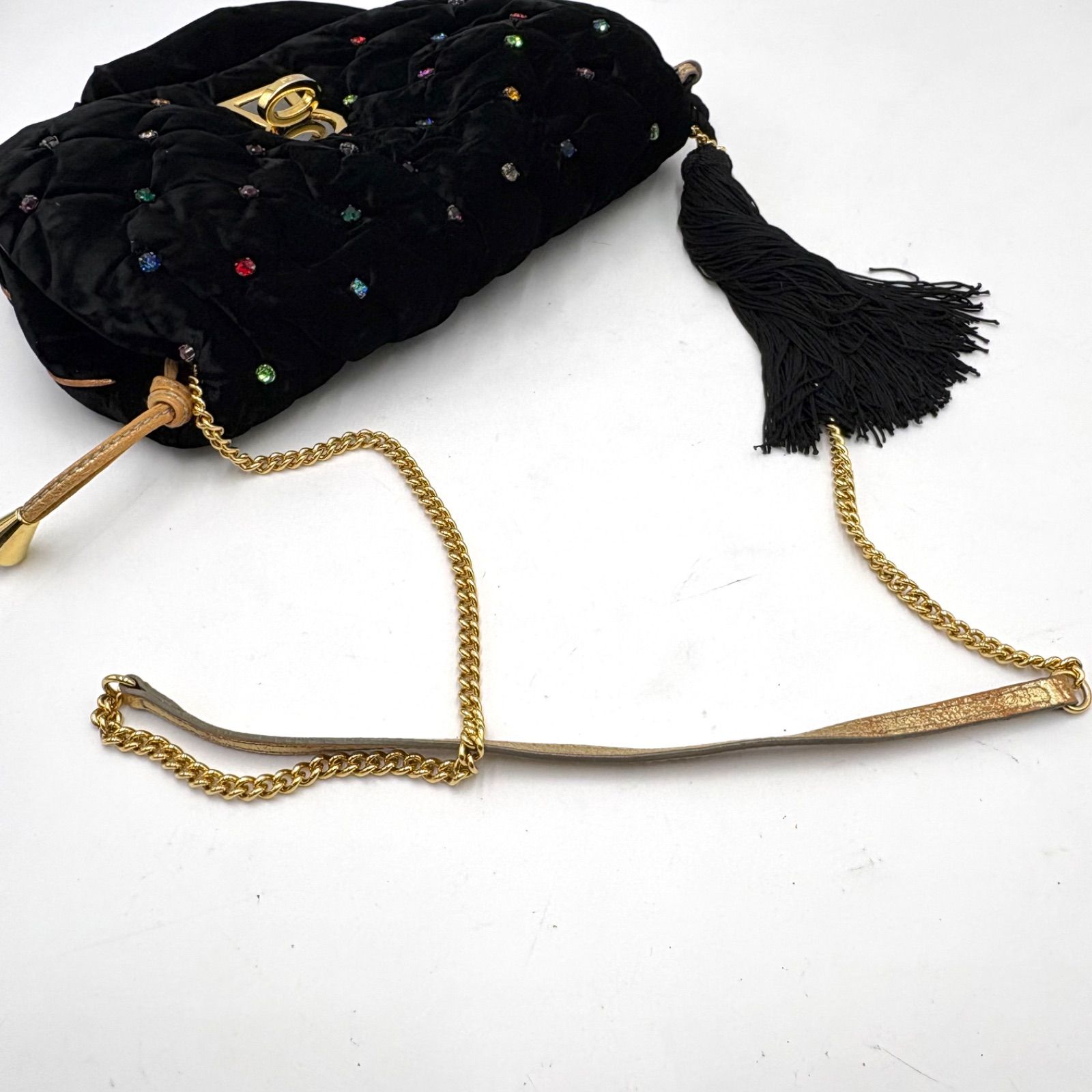 美品◎Dolce &Gabbana ドルチェ&ガッバーナ D&G ベルベット ビジュー