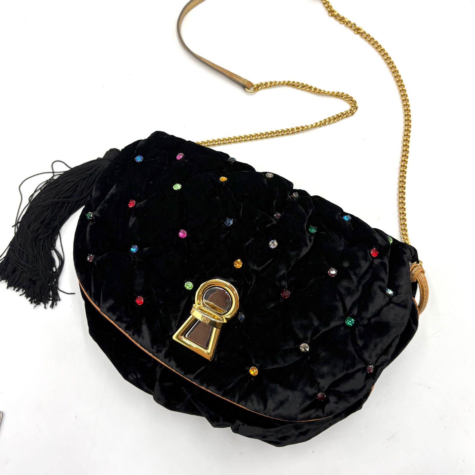美品◎Dolce &Gabbana ドルチェ&ガッバーナ D&G ベルベット ビジュー