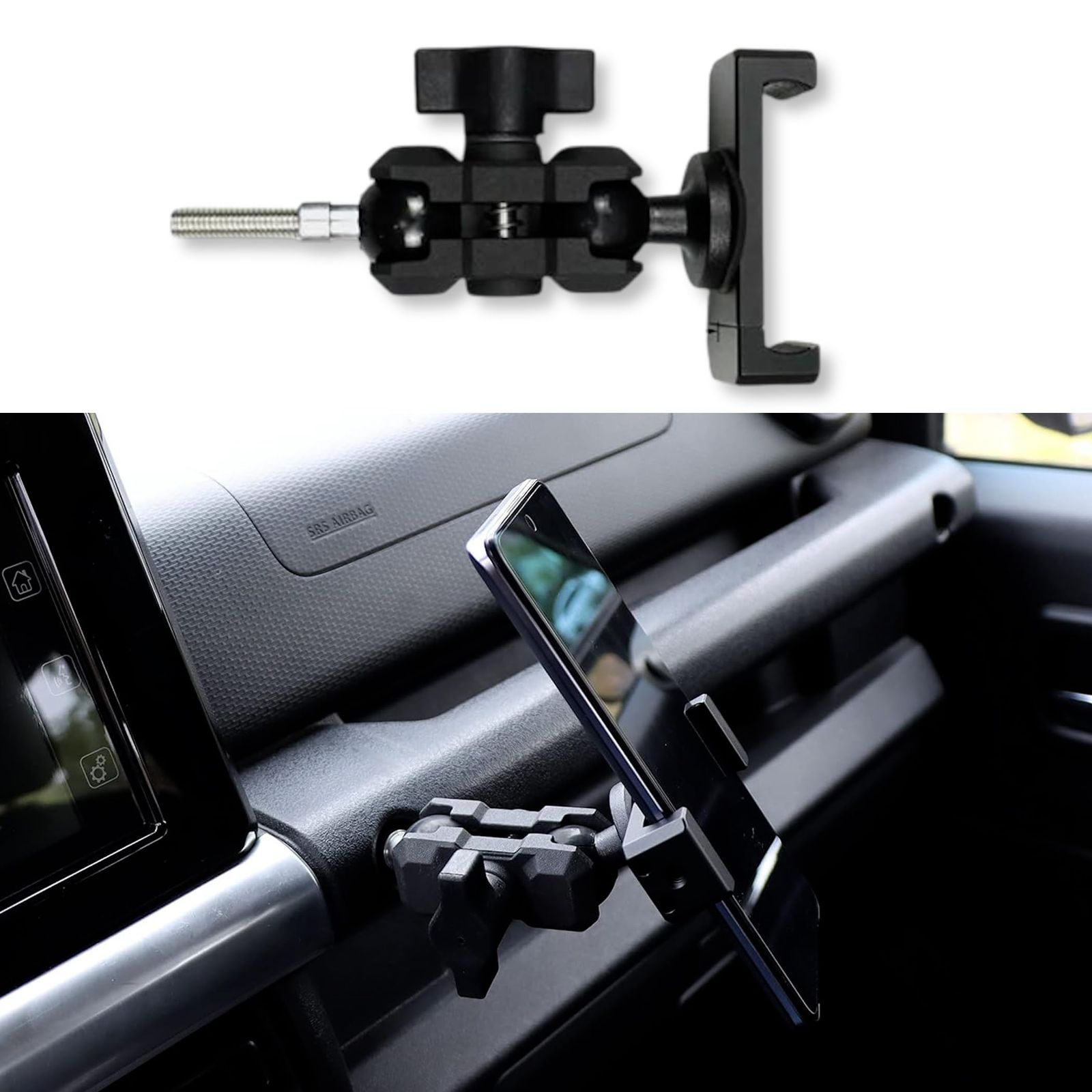 スズキ ジムニー スマホホルダー JB64 シエラ JB74 車載ホルダー カスタム アクセサリー 車用 パーツ 内装 (ブラック)