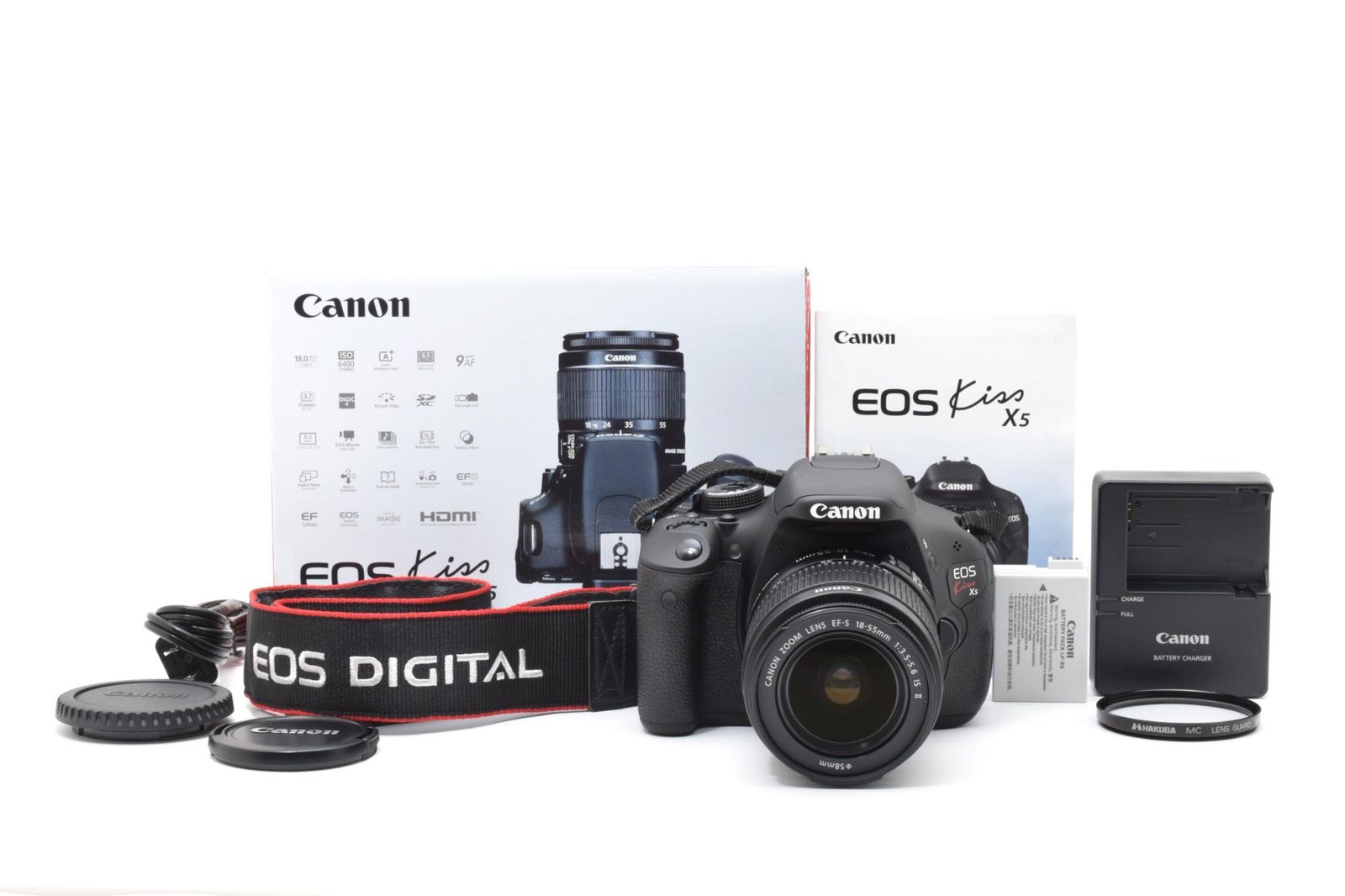 実用美品 箱あり Canon キャノン EOS KISS X5 EF-S 18-55mm F3.5-5.6 IS II レンズキット デジタル一眼カメラ シャッター数2557枚と少ない #4135-1