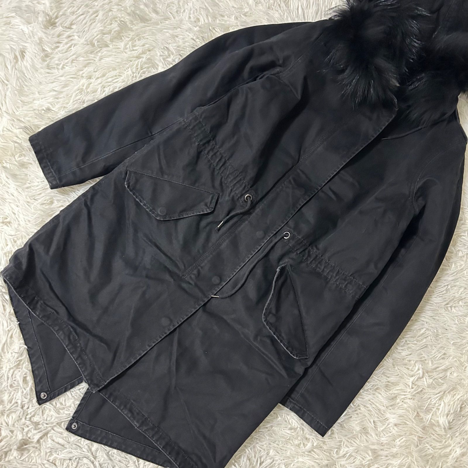 AZUL BY MOUSSY ブルゾン ブラック S フード付き ファー キレイめ